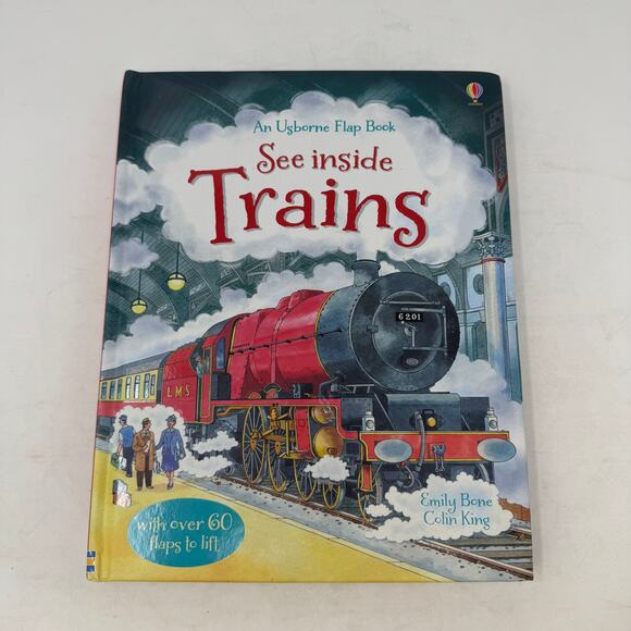 Usborne "See Inside Trains" Hardcover Lift Flap Book - Picture 1 of 3